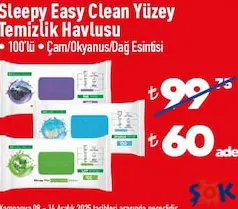 SLEEPY EASY CLEAN YÜZEY TEMİZLİK HAVLUSU 100'LÜ fiyat ve kampanya bilgisi